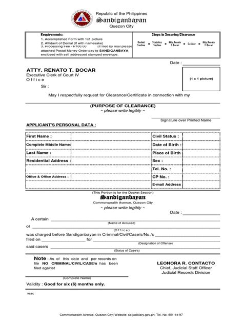 Clearanceform Sandiganbayan PDF .
